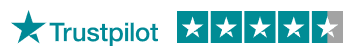 The trustpilot logo and a 4.5 star rating in teal